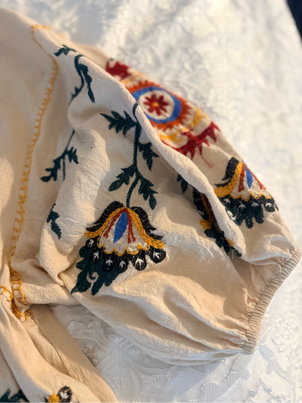 Zara Embroidered boho dress size S. Puff sleeve in excellent condition - Picture 6 of 8